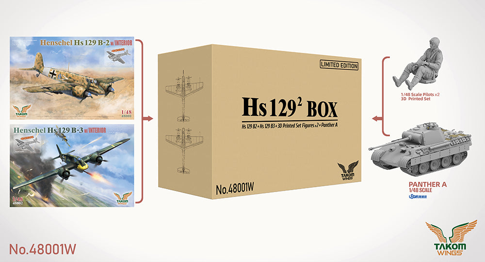 Takom Wings 48001W 1:48 Henschel Hs-129 Big Box Limited Edition (2 aircraft 1 tank + figures