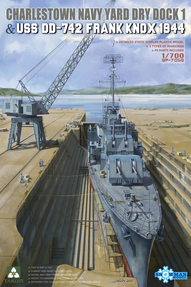 Takom SP-7058 1:700 Charlestown Navy Yard Dry Dock 1 & USS Frank Knox DD-742 1944