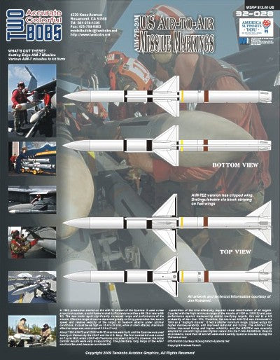 Two Bobs 32028 1:32 U.S. Air-to-Air Missile Markings. Brings those AIM-7E-2 and AIM-7M Sparrows to life