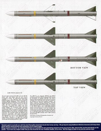 Two Bobs 32028 1:32 U.S. Air-to-Air Missile Markings. Brings those AIM-7E-2 and AIM-7M Sparrows to life