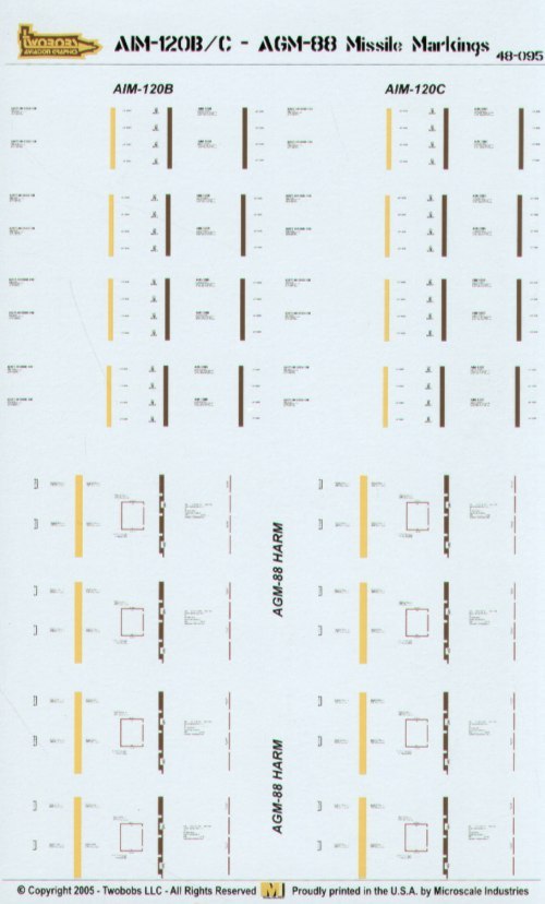 Two Bobs 48095 1:48 Missile Markings for AGM-88 HARM and AIM-120B/C AMRAAM
