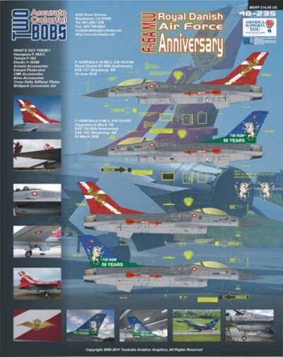 Two Bobs 48235 1:48 Lockheed-Martin F-16MLU Royal Danish Air Force Anniversary Vipers