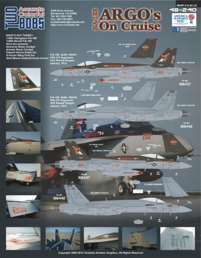 Two Bobs 48240 1:48 Boeing F/A-18E VFA-147 Argos on Cruse