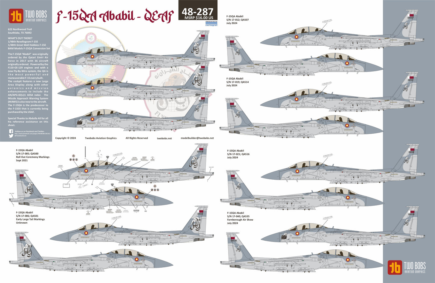 Two Bobs 48-287 1:48 McDonnell F-15QA Eagle Ababil from Qatar.