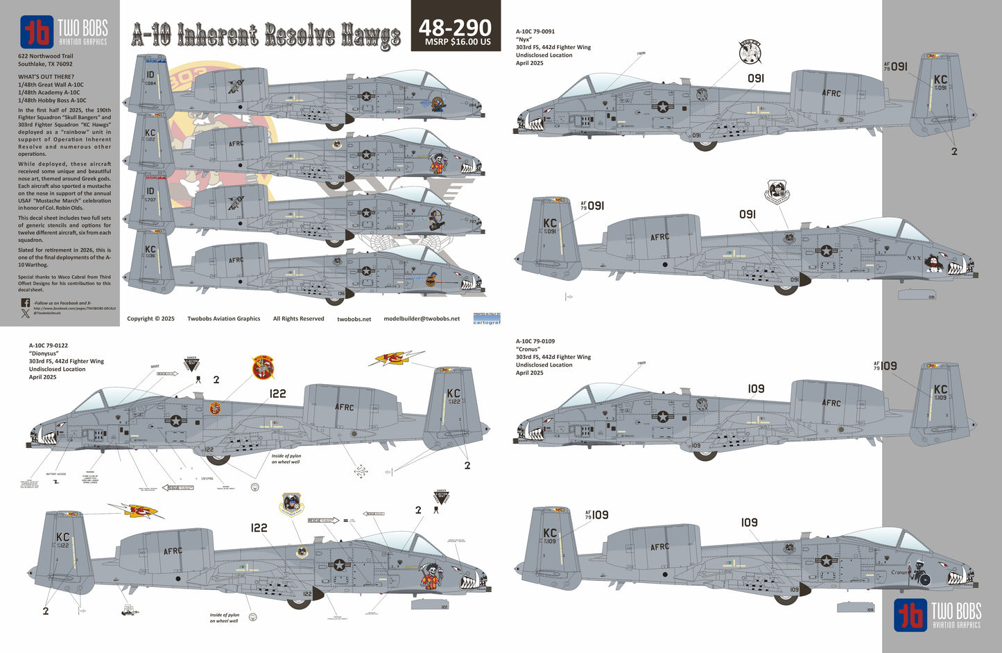 Two Bobs 48-290 1:48 Republic A-10C Inherent Resolve Hawgs.