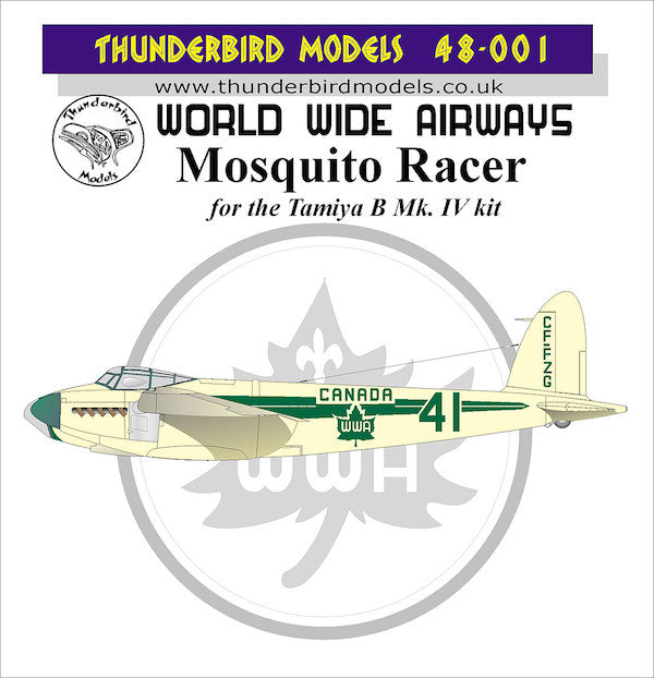 Thunderbird Models TBM-48001 1:48 World Wide Airways de Havilland B Mk.IV Mosquito Racer