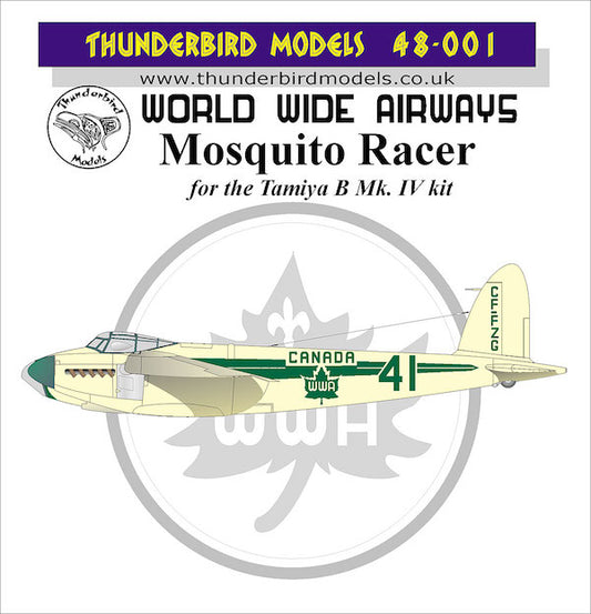 Thunderbird Models TBM-48001 1:48 World Wide Airways de Havilland B Mk.IV Mosquito Racer