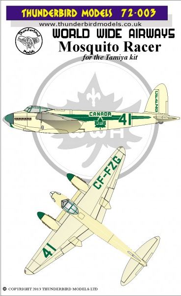 Thunderbird Models TBM-72003 1:72 World Wide Airways Mosquito Racer