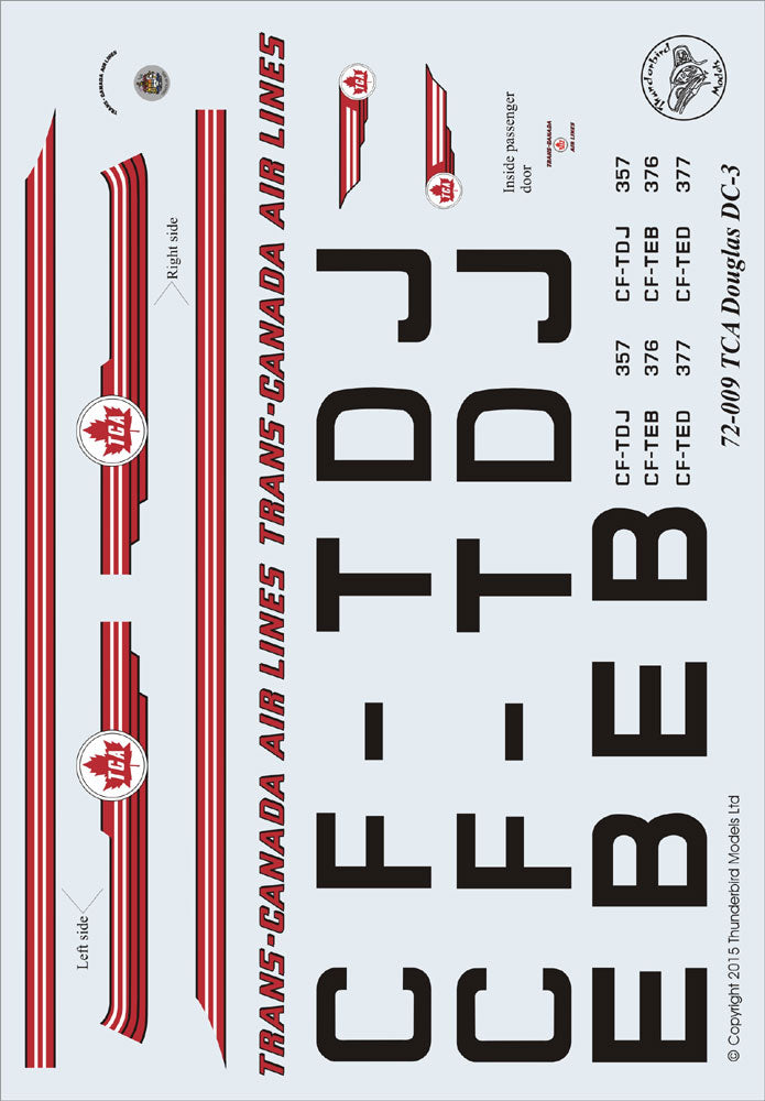 Thunderbird Models TBM-72009 1:72 TCA/Trans-Canada Airlines Douglas DC-3