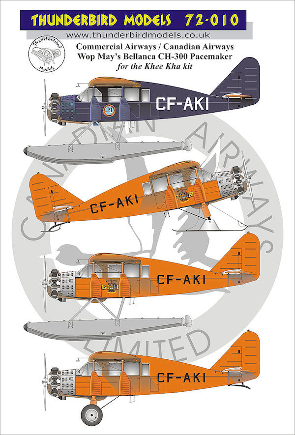 Thunderbird Models TBM-72010 1:72 Wilfred 'Wop' May's Bellanca CH-300 Pacemaker