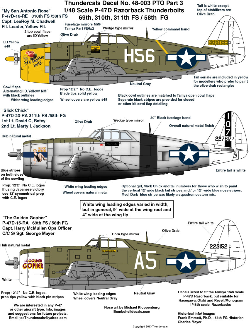 Thundercals 48003 1:48 Republic P-47D Thunderbolt 'Razorback' PTO Part 3