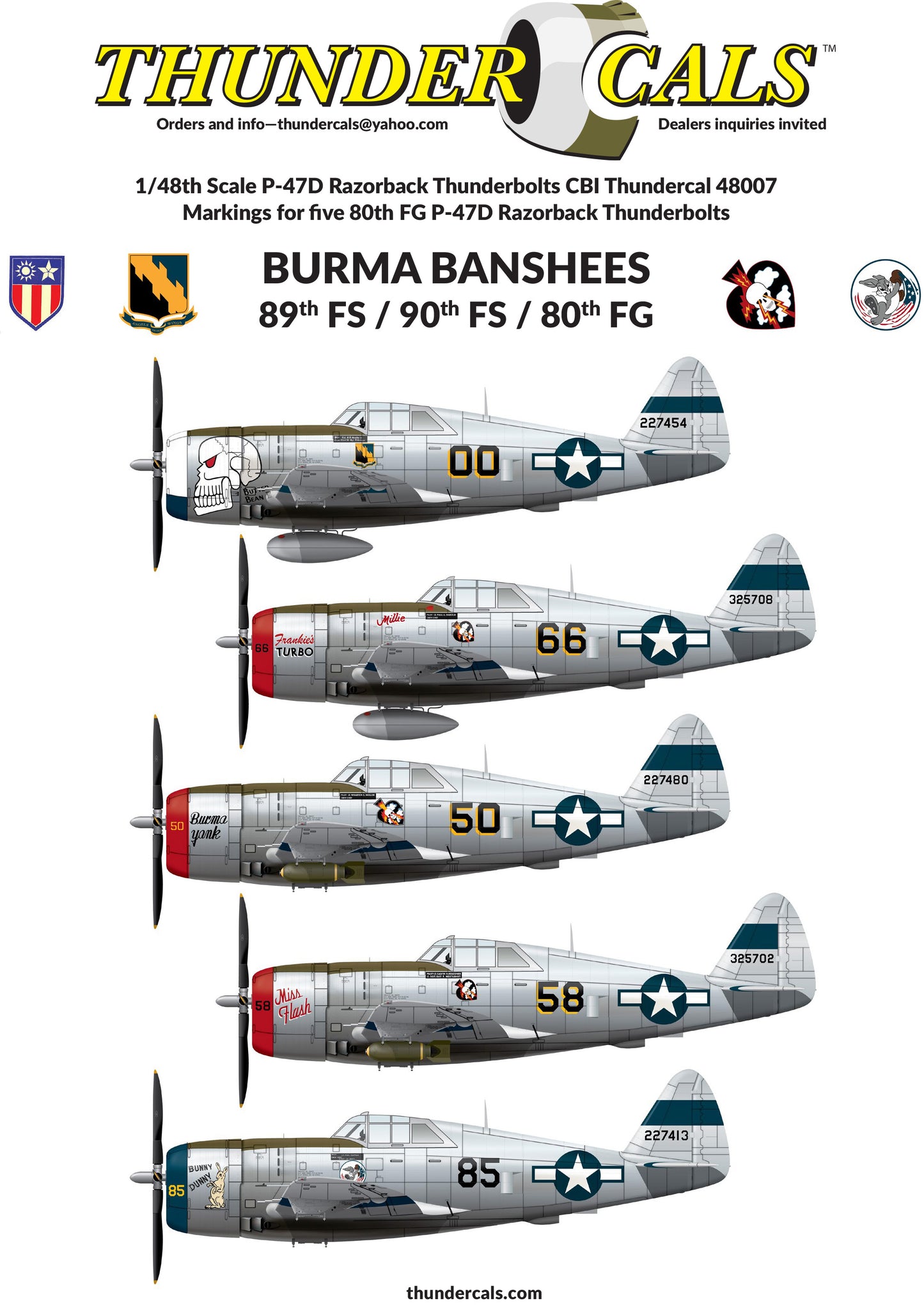 Thundercals 48007 1:48 BURMA BANSHEES 2 decal set