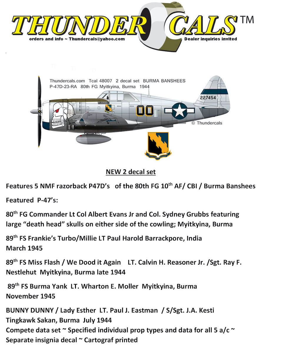 Thundercals 48007 1:48 BURMA BANSHEES 2 decal set