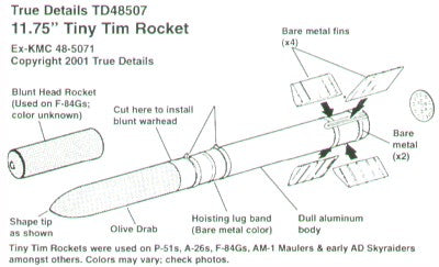 True Details TD48507 1:48 Ordnance US Tiny Tim Rocket WWII & Korean War Era Unguided Air-to-Ground Rocket