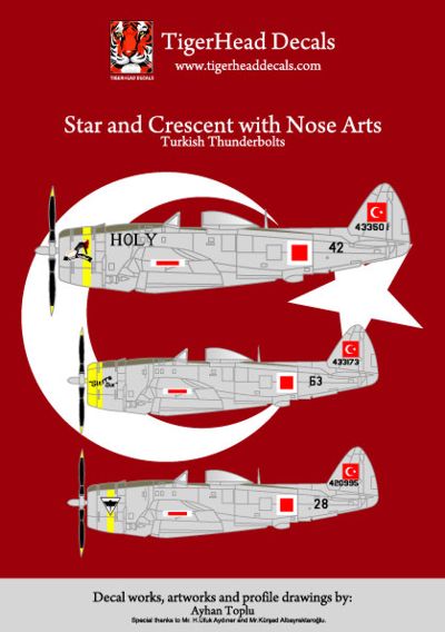 Tigerhead Decals 48005 1:48 Star and Crescent with Nose Arts (Turkish Republic P-47D Thunderbolt)