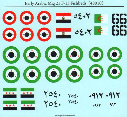 Tigerhead Decals 48010 1:48 Early Arabic Mikoyan MiG-21 F13 Fishbeds.
