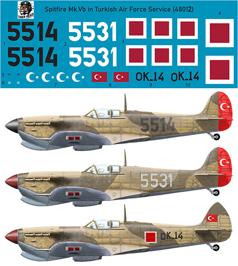 Tigerhead Models D48012 1:48 Supermarine Spitfire Mk.Vb in Turkish Air Force