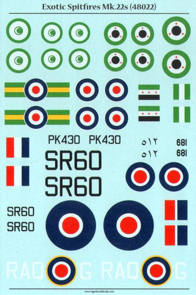 Tigerhead Decals 48022 1:48 Exotic Supermarine Spitfire Mk.22s