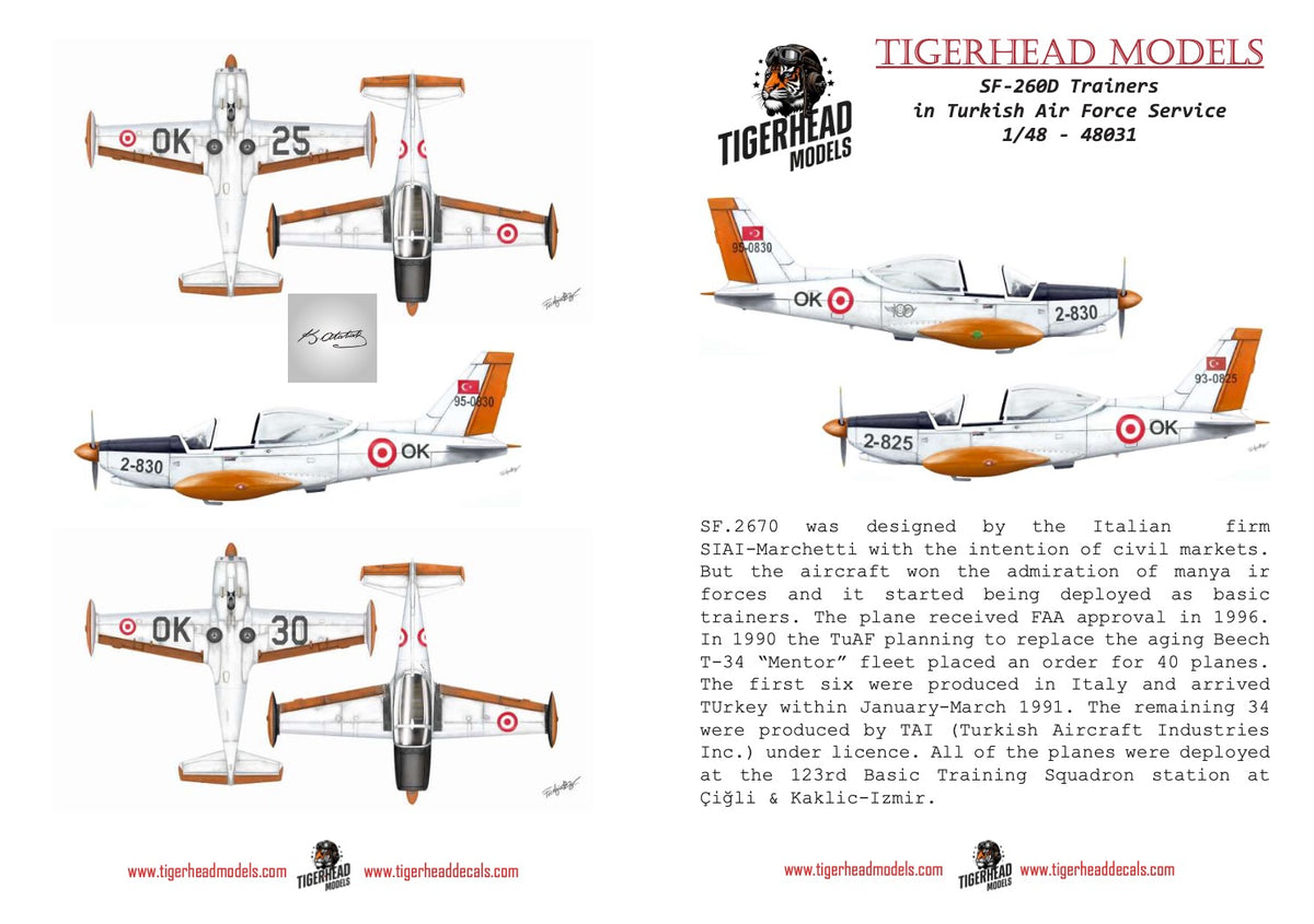 Tigerhead Models D48031 1:48 SIAI-Marchetti SF-260D Trainers in Turkish Air Force Service