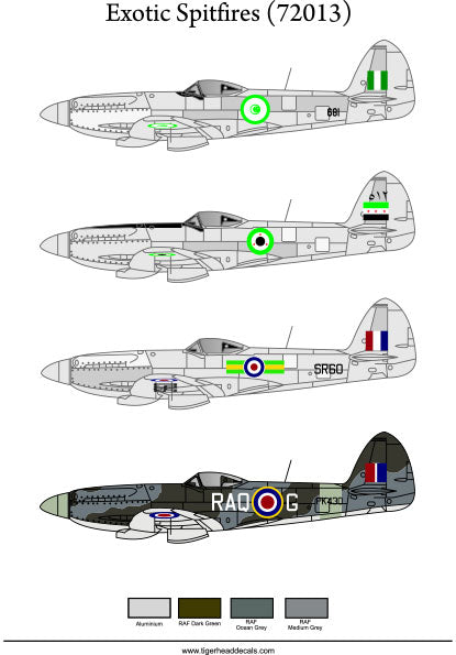 Tigerhead Decals 72013 1:72 Exotic Supermarine Spitfires