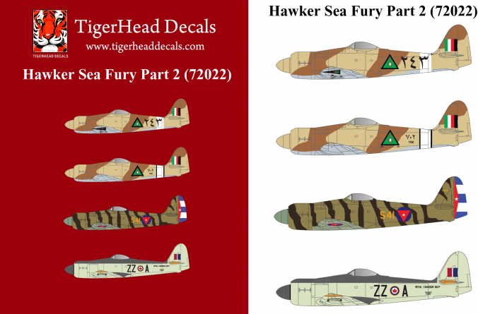 Tigerhead Decals 72022 1:72 Hawker Sea Fury FB.11 Part 2 Iraq, Cuba, Canada
