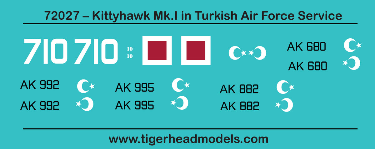 Tigerhead Models D72027 1:72 Curtiss P-40E in Turkish Air Force Service