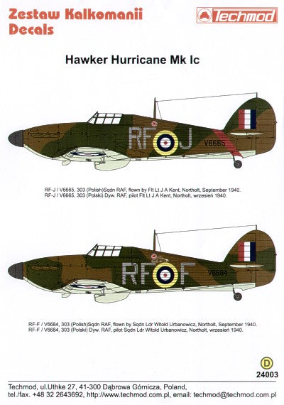 Techmod 24003 1:24 Hawker Hurricane Mk.I