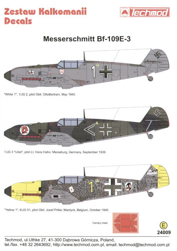 Techmod 24009 1:24 Messerschmitt Bf-109E-3