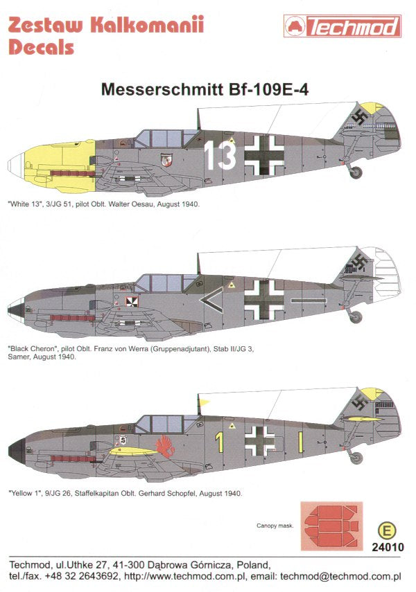 Techmod 24010 1:24 Messerschmitt Bf-109E-4