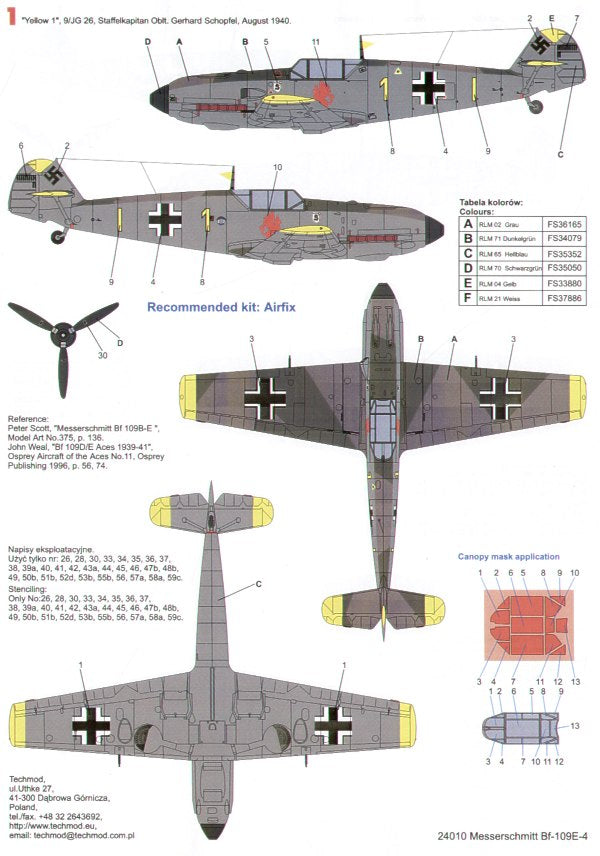 Techmod 24010 1:24 Messerschmitt Bf-109E-4