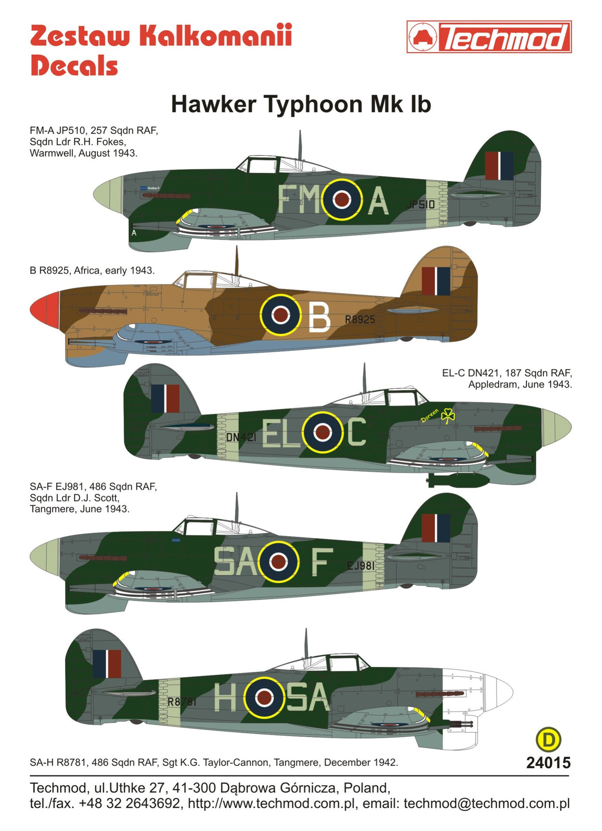 Techmod 24015 1:24 Hawker Typhoon Mk.Ib