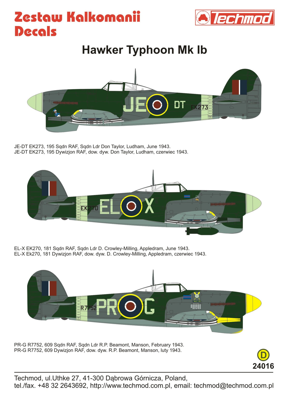 Techmod 24016 1:24 Hawker Typhoon Mk.Ib
