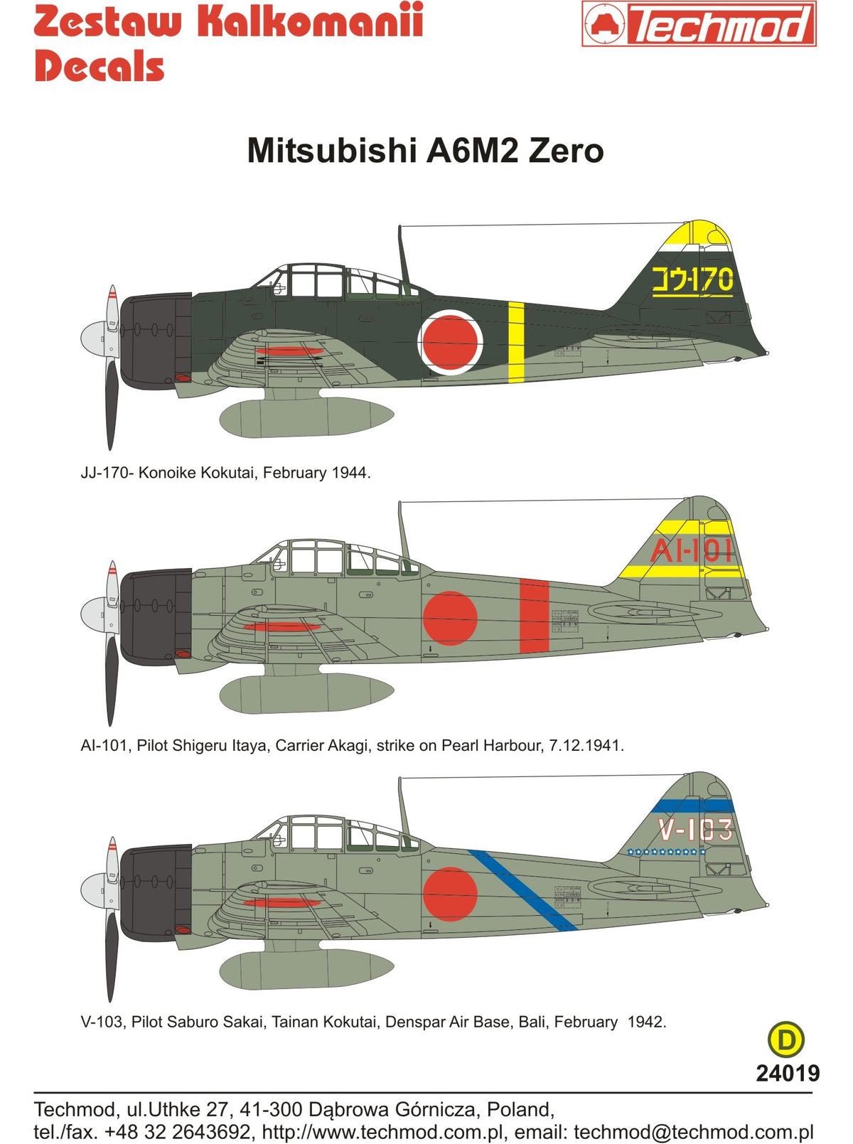 Techmod 24019 1:24 Mitsubishi A6M2 Zero