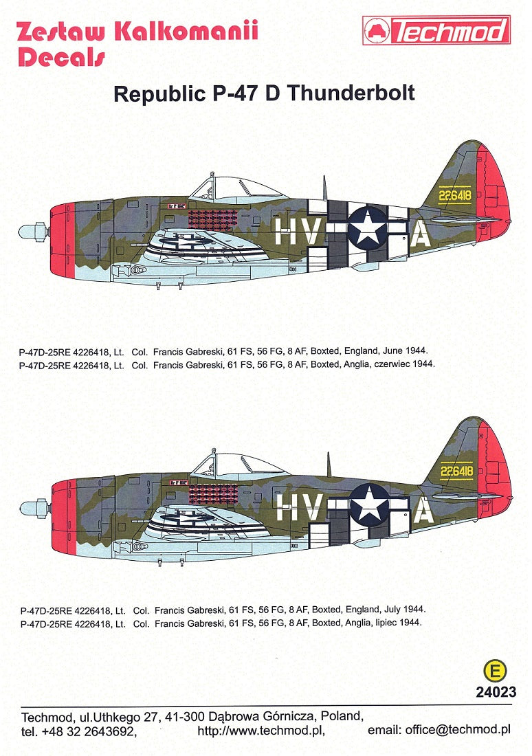 Techmod 24023 1:24 Republic P-47D Thunderbolt