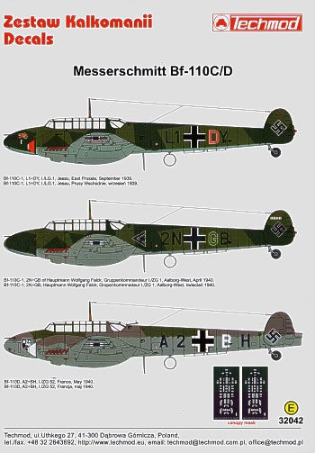 Techmod 32042 1:32 Messerschmitt Bf-110C/Bf-110D