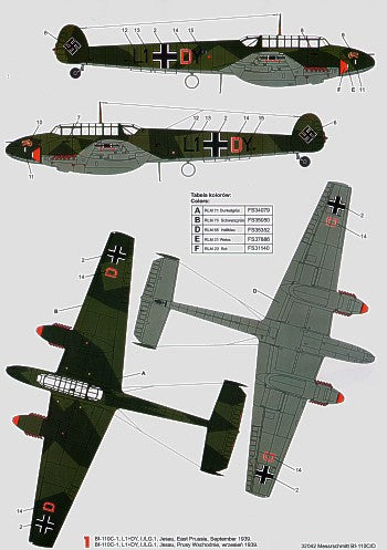 Techmod 32042 1:32 Messerschmitt Bf-110C/Bf-110D