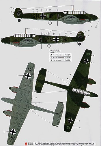 Techmod 32042 1:32 Messerschmitt Bf-110C/Bf-110D