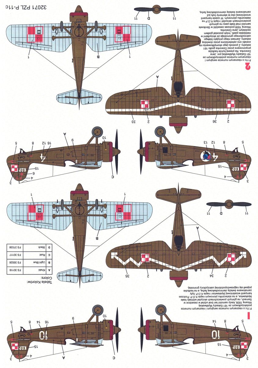 Techmod 32071 1:32 PZL P.11c Camouflage and marking versions