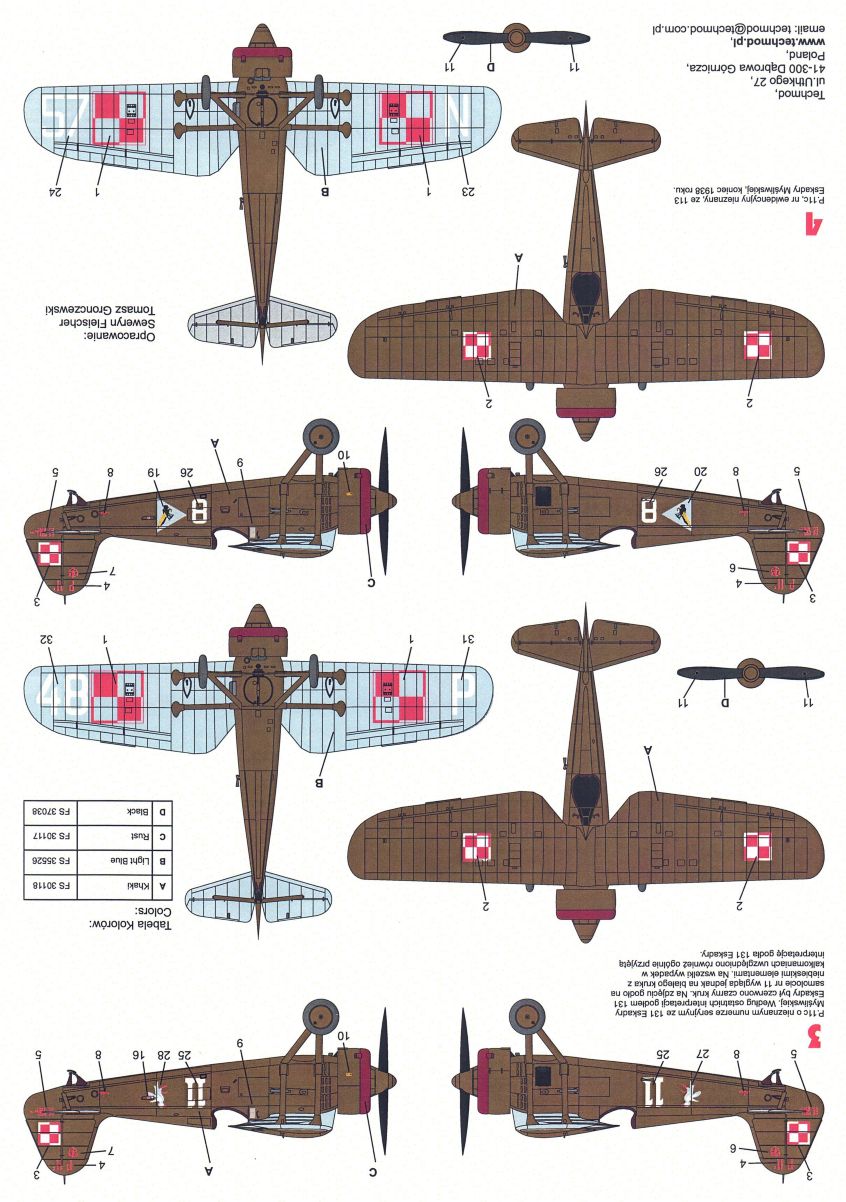 Techmod 32071 1:32 PZL P.11c Camouflage and marking versions