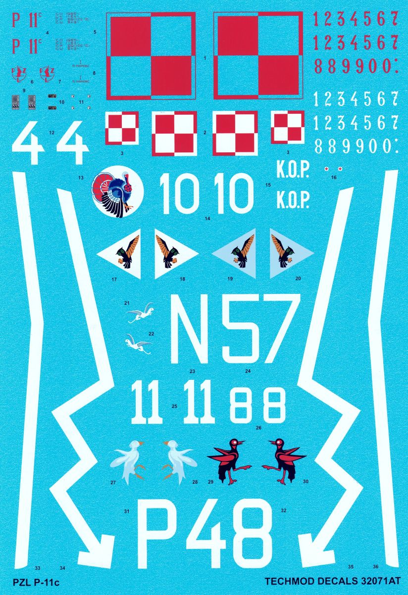 Techmod 32071 1:32 PZL P.11c Camouflage and marking versions