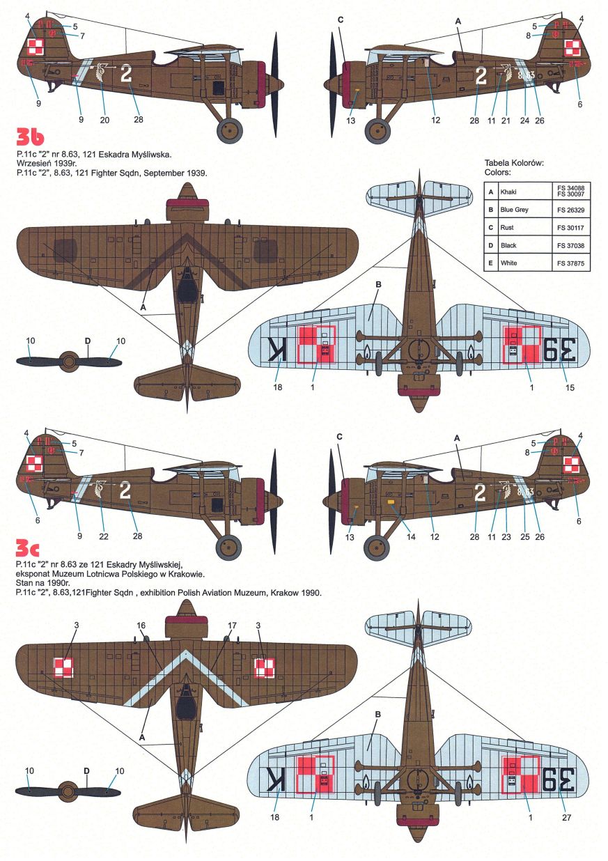Techmod 32072 1:32 PZL P.11c Camouflage and markings versions