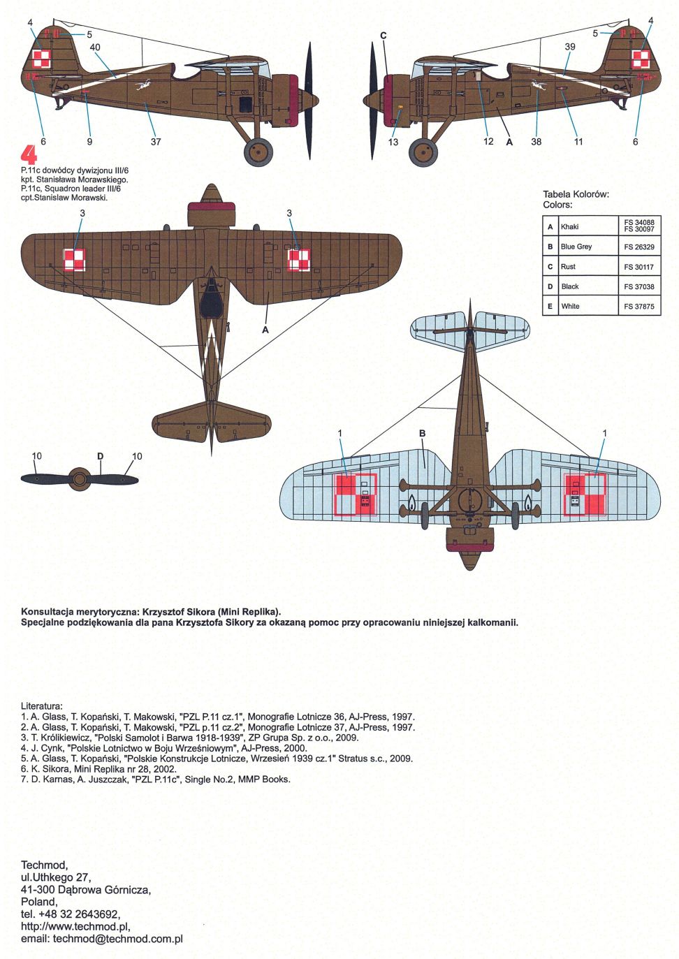 Techmod 32072 1:32 PZL P.11c Camouflage and markings versions