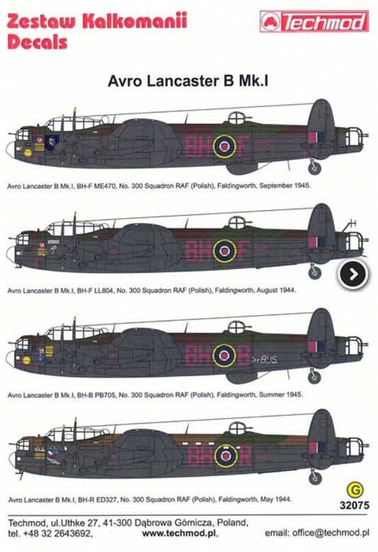 Techmod 32075 1:32 Avro Lancaster B.I Camouflage and marking versions