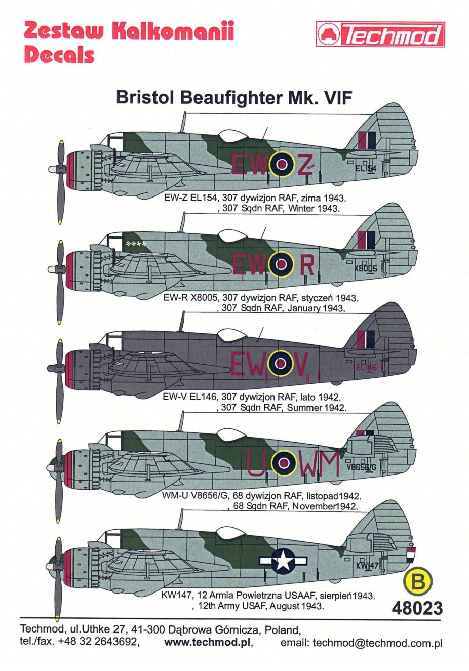 Techmod 48023 1:48 Bristol Beaufighter Mk.VIF