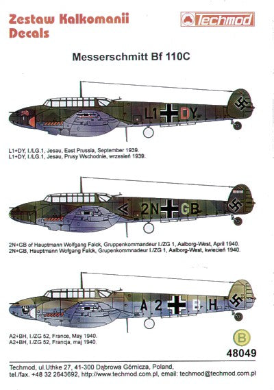 Techmod 48049 1:48 Messerschmitt Bf-110C
