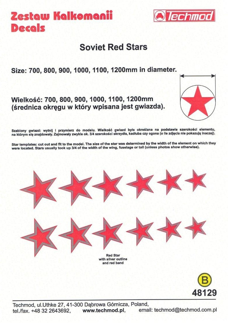 Techmod 48129 1:48 Soviet red stars Camouflage & markings versions