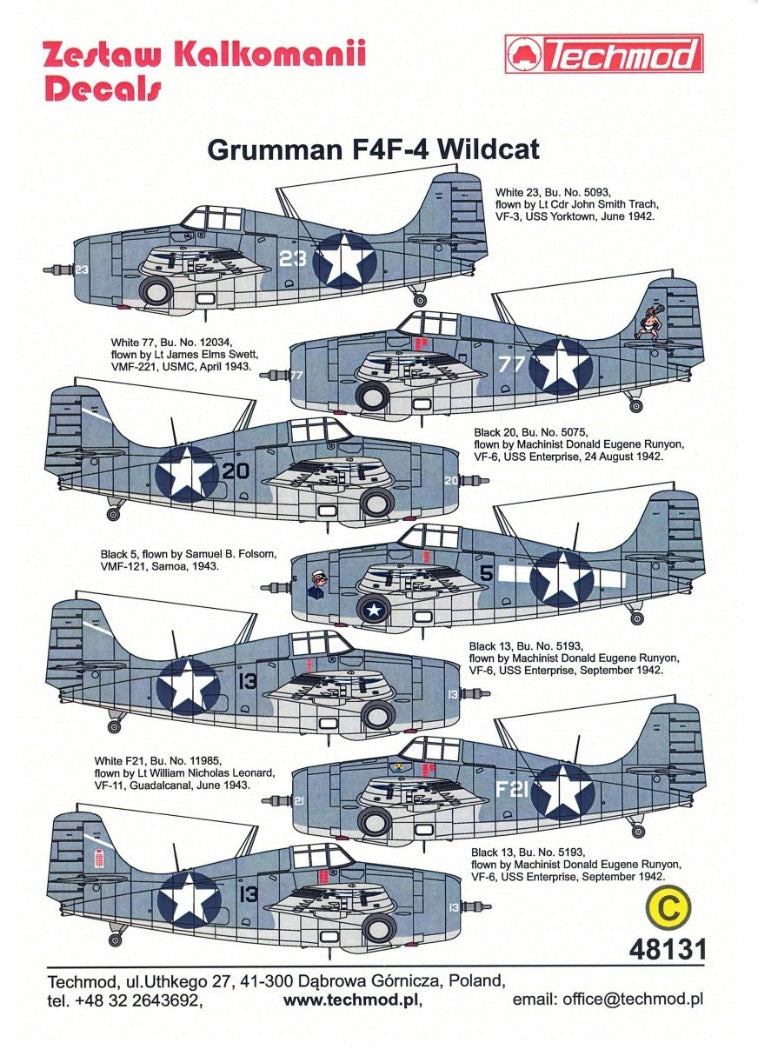 Techmod 48131 1:48 Grumman Wildcat