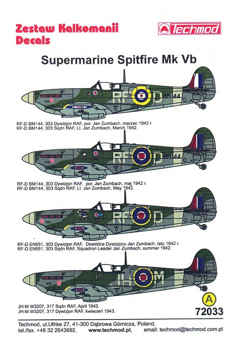 Techmod decals 72033 1:72 Supermarine Spitfire Mk.Vb