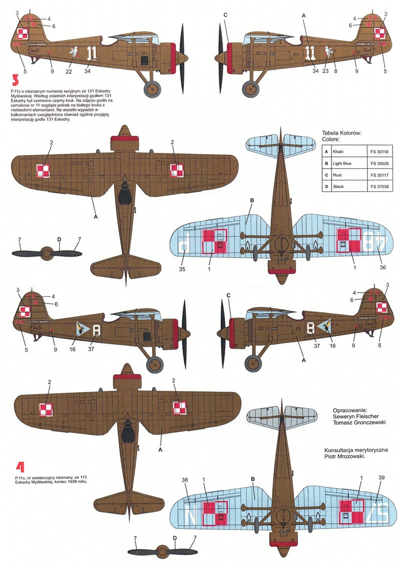 Techmod decals 72120 1:72 PZL P.11C