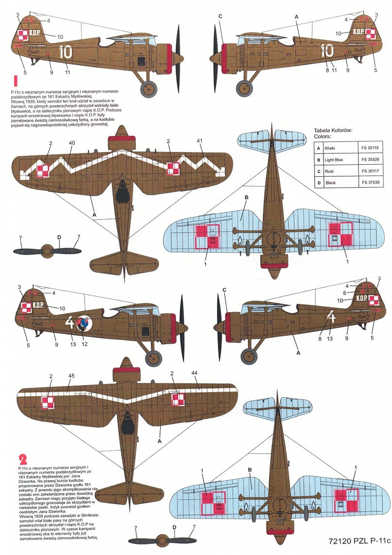 Techmod decals 72120 1:72 PZL P.11C